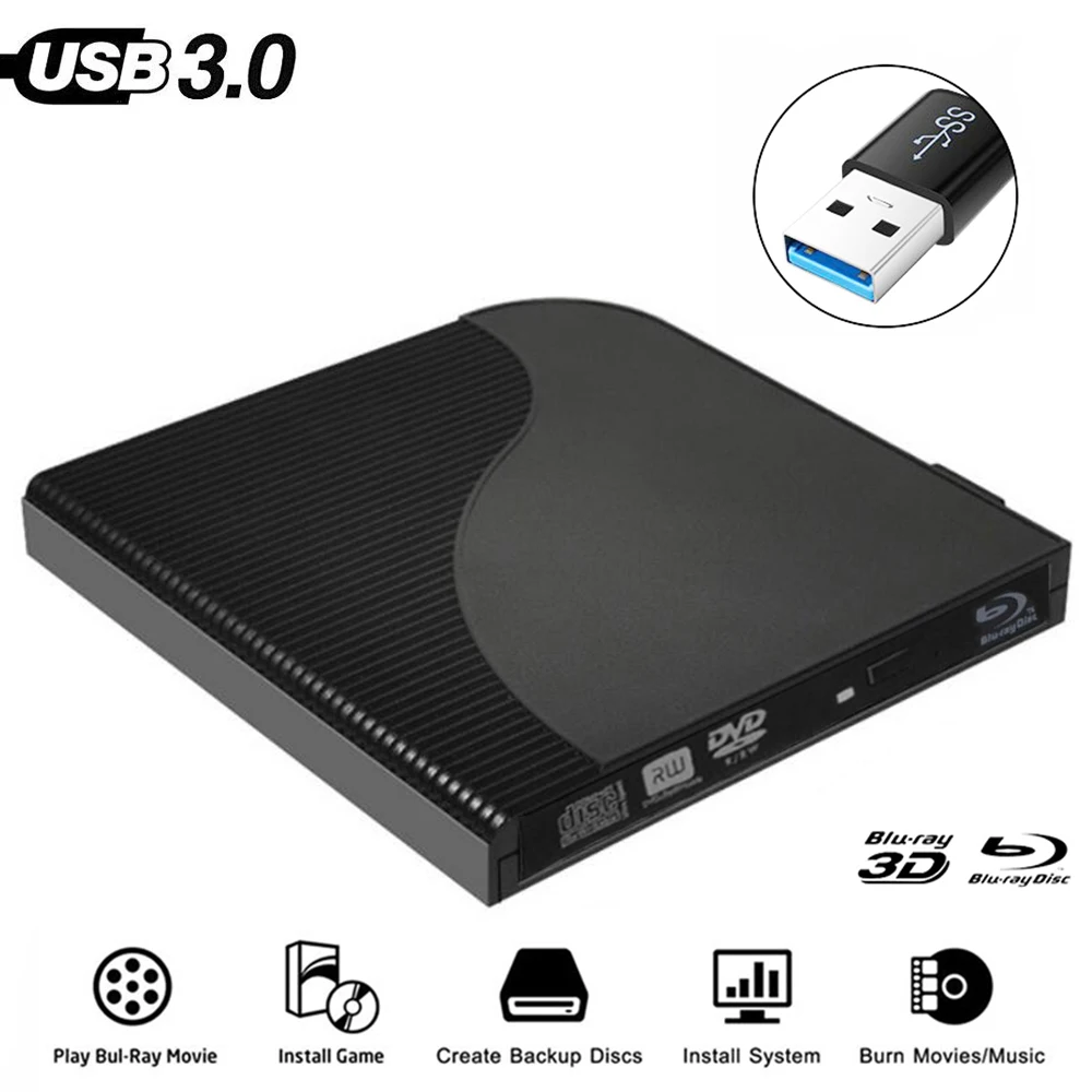 Внешний Привод Blu ray тонкий USB 3.0 Bluray рекордер устройство записи CD/DVD RW диск blu для