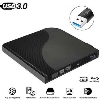 

External Blu-Ray Drive Slim USB 3.0 Bluray Burner BD-RE CD/DVD RW Writer Play 3D 4K Blu-ray Disc for Apple Laptop Computer pc