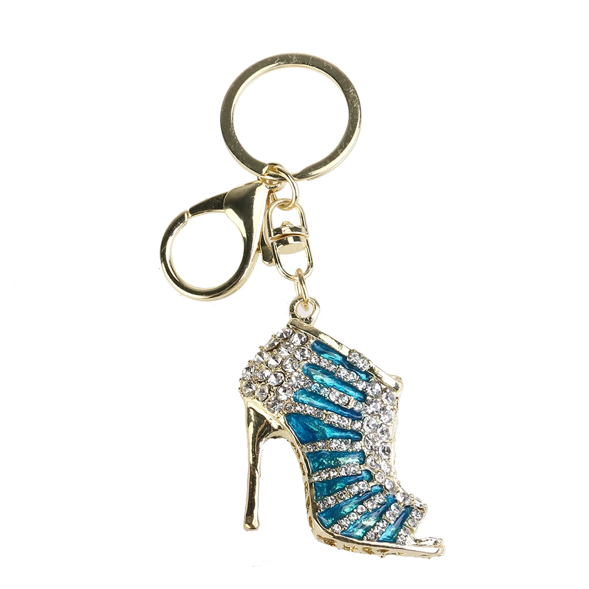 Rhinestone Decorated High Heel Shoe Shaped Key Ring Keychain for Phone Car Bag Charm Giftin Key