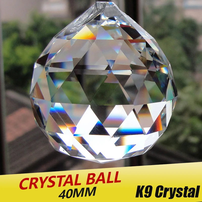 5pcs/lot 40mm Glass crystals for chandeliers faceted hanging ball crystal drops for chandelier parts for home decoration 100meters 30mm faceted ball 14mm octagon bead lighting ball accessories pendants home decoration suncatcher crystal prisms