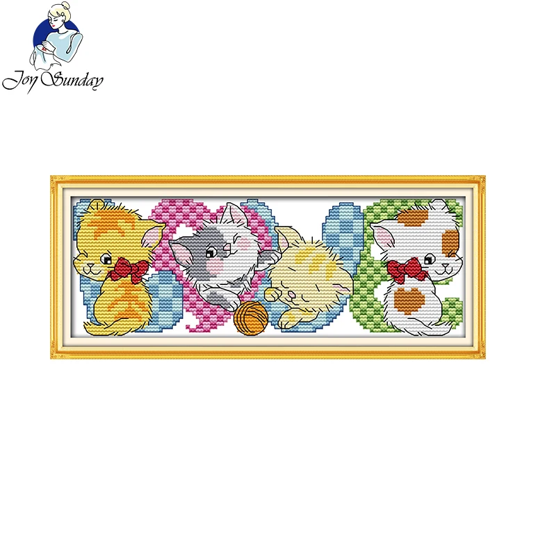 

Joy Sunday New Clear Patten LOVE cats (2) DMC 11CT 14CT Cross Stitch Kit Embroidery Needlework For Home Decor Handmade DIY Gift