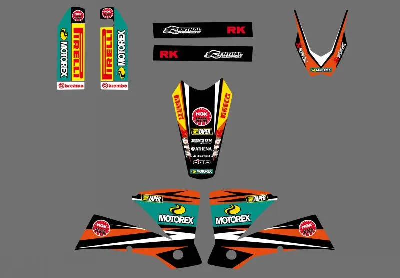 0293 новая команда графики с подходящими наклейки фон для KTM 125 200 250 300 450 525 SX 2003 2004|team