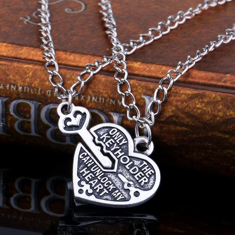 

1 Pair Fashion Heart Lock Key Pendant Charm Necklace Best Friends Lovers Couple Necklace Jewelry Gift