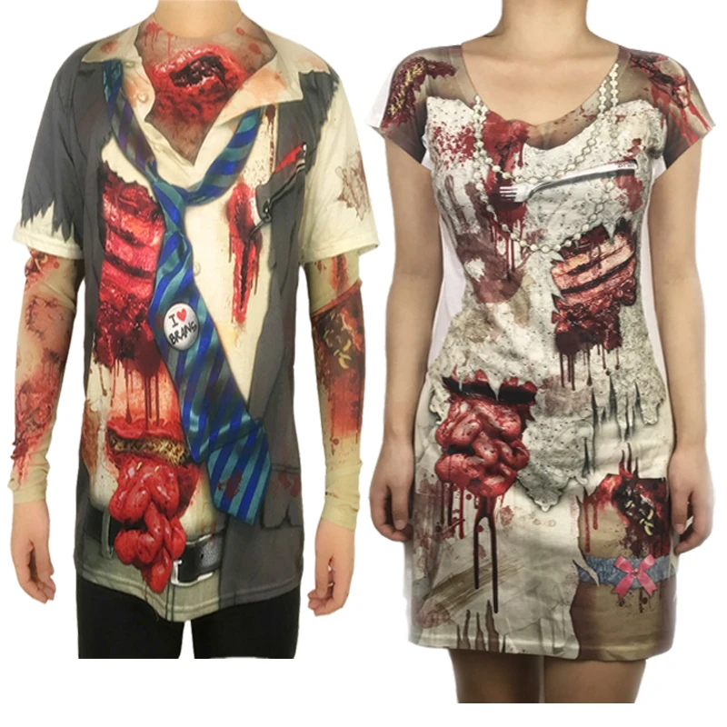 

Zombie and Zombie Bride Scary Couples Halloween Costumes for Partner Unique Matching Couples Halloween Costumes Plus Size