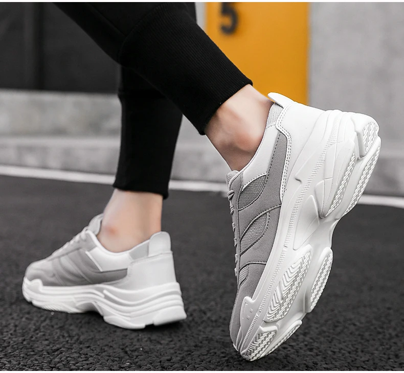 Men's Casual Shoes Chunky Sneakers' Platform Breathable Shoes Men Sneakers Classic White Trainers Sneakers With Platform Spring (7)