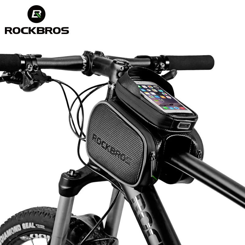 

ROCKBROS Touch Screen Rainproof Top Tube Bicycle Bike Bag Smart Phone Bags MTB Cycling Frame Front Head Pannier Bike Accessories