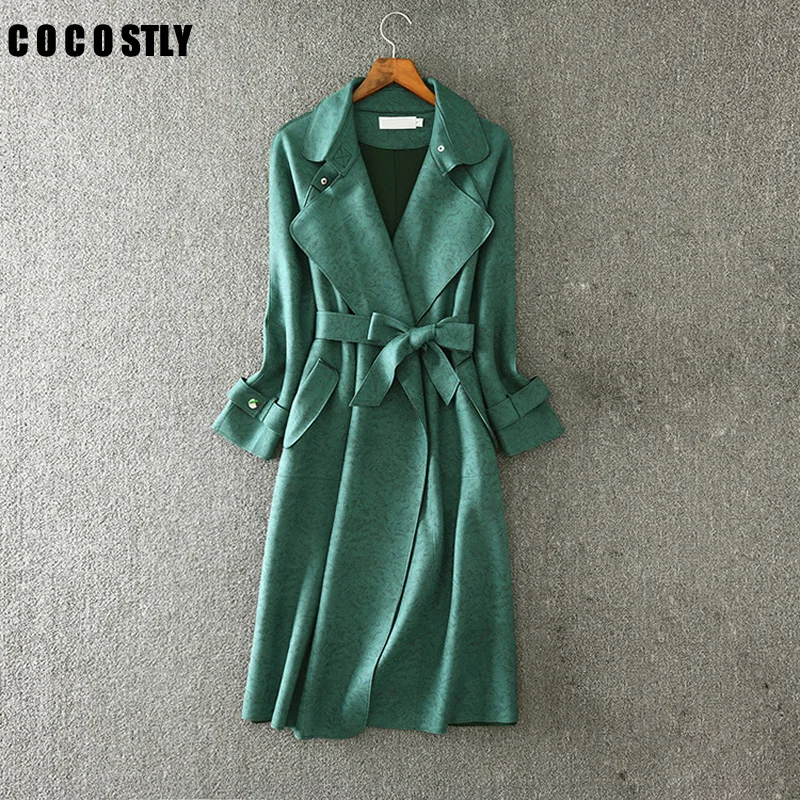 

Pink Trench coat female 2019 New Plus size Elegant Solid Long Cardigan trench coats Slim windbreaker trincheira casaco feminino