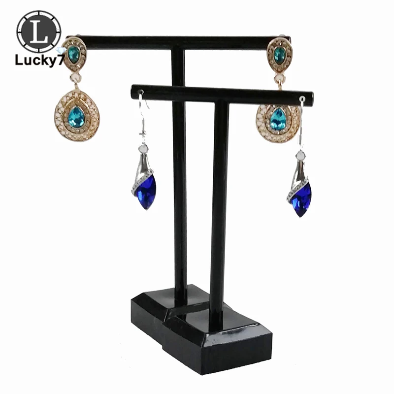 

2Pcs/Set Black Clear Plastic Earring Jewelry Display Rack Acrylic Stud Organizer Ornament T Bar Hanger Showcase Holder Stand