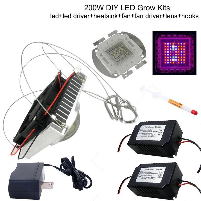 DIY 200W Led Grow Light , 8 band full spectrum led grow chip , easy
