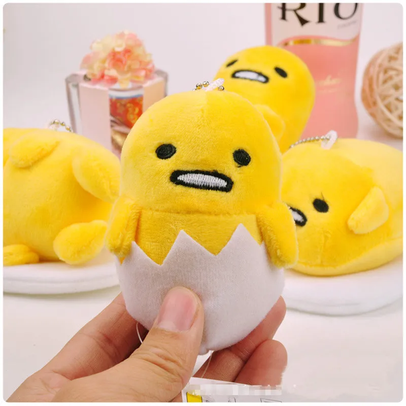 Новинка Горячая Супер Kawaii Gudetama меховой шарик-подвеска игрушки желтые Lazy eggs мягкие куклы брелок для телефона 12 шт./партия случайный стиль