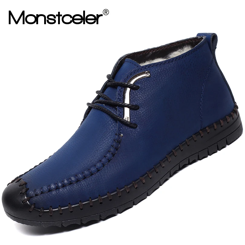 

Special offer Winter Fashion Men Boots Handmade Sheep Fur Ankle Boots High Top Cowhide Leather Shoes M9528