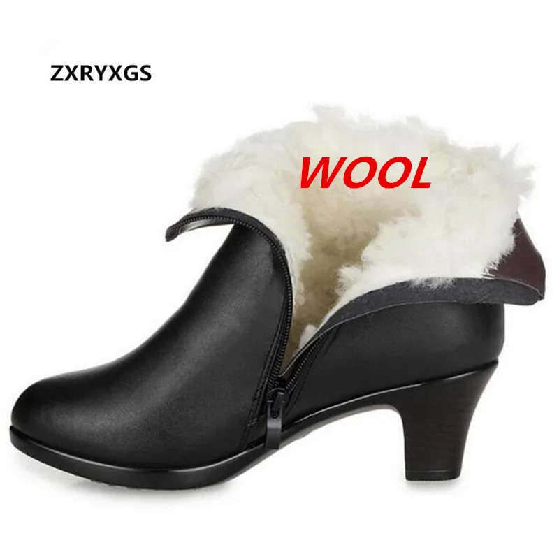 Najtaniej 2019 duży rozmiar zima buty ze skóry wołowej kobiet modne buty ciepłe i wygodne buty z wełny plus aksamitne śnieg buty damskie buty
