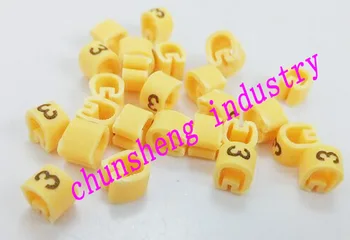 

500pcs/box EC-3 6.0mm2 10 different number 0-9 cable marker yellow color set