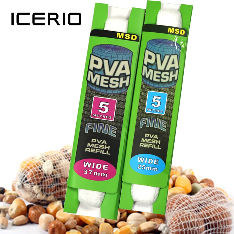 

ICERIO 5m/card Carp Fishing PVA Dissoluble Mesh Refill Hair Rig Hook Bait Feeder Boillie Rigging Rig Hook