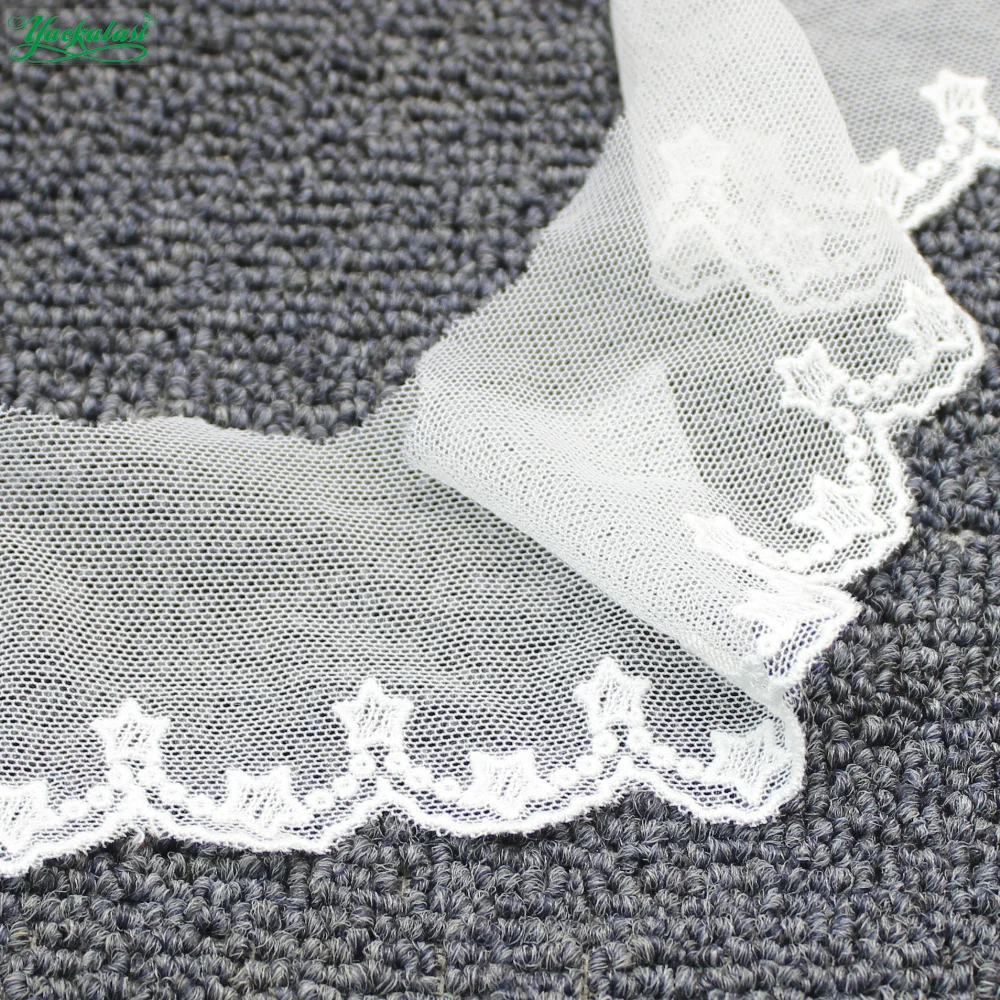YACKALASI 15 Yds Tulle Embroidered Lace Fabric Soft Tulle Sewing Lace Flower Skirt Apparel Trims