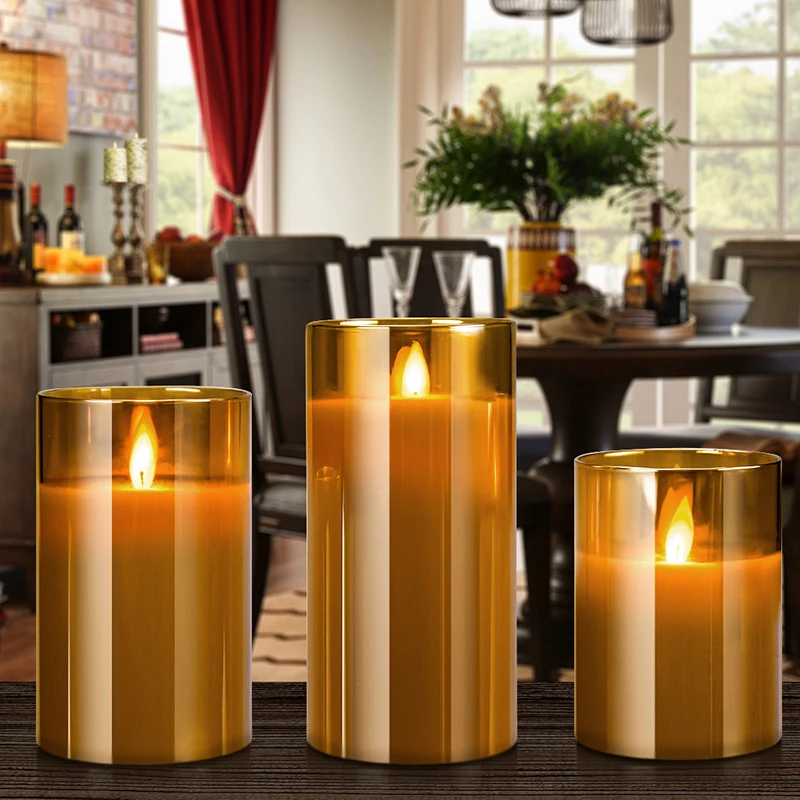 

YINUO CANDLE 3pcs LED Candle Remote Control LED Electronic Flameless Swing Candle Lamp Home Wedding Birthday Decorative Candles