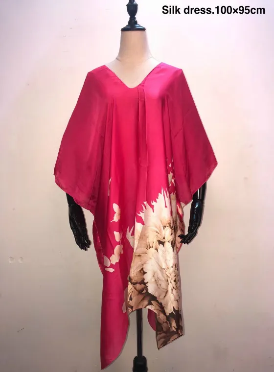 

African dresses for women Beautiful V-neck summer women silk top soft feeling European Printed design women dress silk dresses