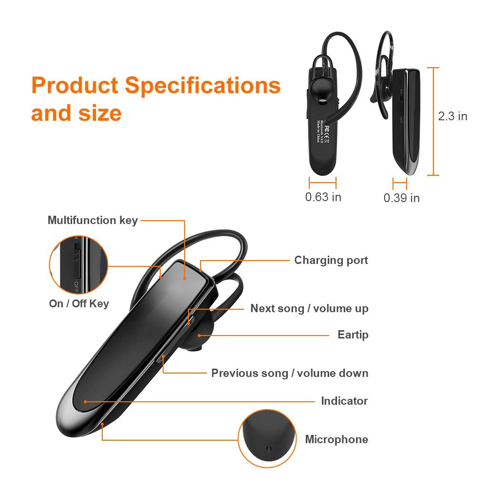 Мини Бизнес Bluetooth наушники с Ушные крючки Беспроводной гарнитура микрофоном