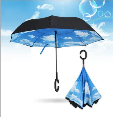 26 цветов двойной слой обратный зонтик открыть/закрыть в узком космосе креативный Графический ветрозащитный автомобильный зонтик - Цвет: 11