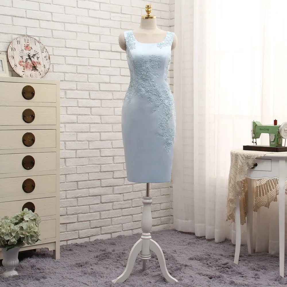 Blue Sheath With Jacket Appliques Lace Mother Of The Bride Dress in Mother of the Bride Dresses