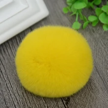 8 см натуральный мех кролика Рекс помпон пушистый DIY зимняя шапка Skullies шапка вязаная шапка помпоны TKF001-yellow