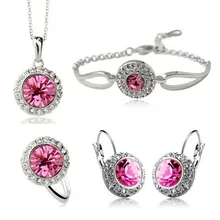 Белая обувь для женщин стерлингового серебра-Свадебные Одежда высшего качества Moon Кристалл свадьбы модные комплекты браслет кольцо серьги