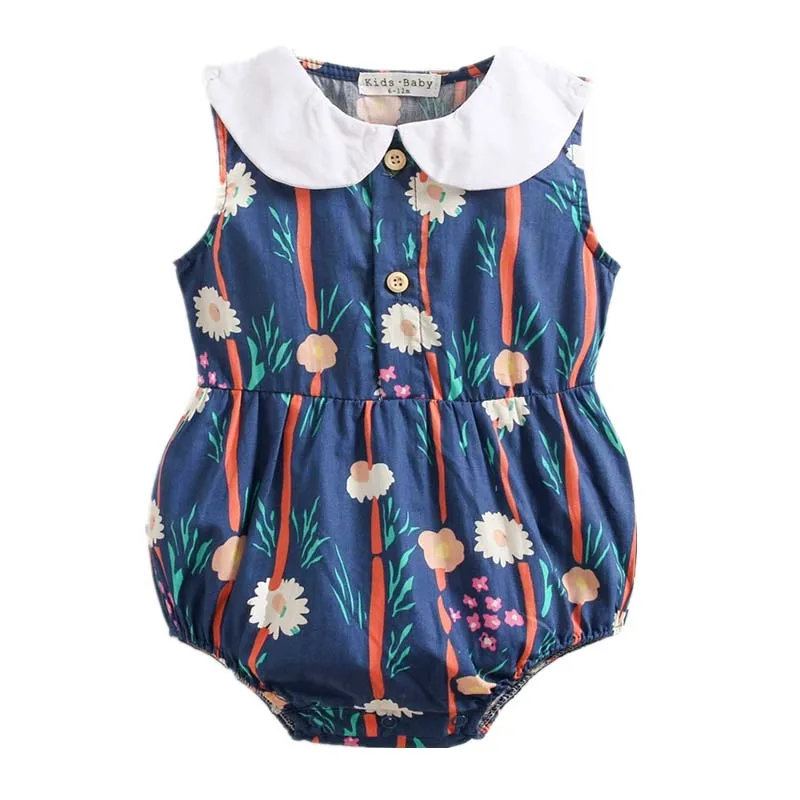 

Triangular Baby girl Clothes Cotton Printed Conjoined Suit Summer Sleeveless Baby Girls Fashion Floral bodysuit children overall