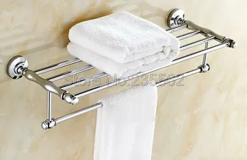

Chrome Brass Carved Base Bathroom Accessories Wall Mounted Shower Towel Rack Shelf Bar Rails Holder lba801