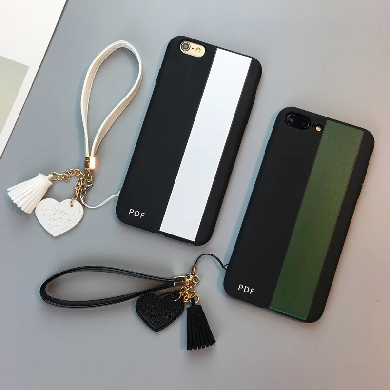 Tassel Wrist Strap Lanyard 6s Soft Cover AppleX Mobile Phone Shell IPhone8plus Personality 7 Stripes | Мобильные телефоны и