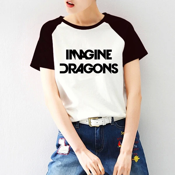 

2019 Summer tshirt Black White Raglan short Sleeve Women imagine dragons T-shirt valentines day Tshirts Harajuku Mori Tee shirt