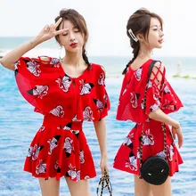 NAIDEY цельный купальный костюм Милая юбка с рисунком купальники для женщин Пляжная одежда с принтом купальный костюм для девочек