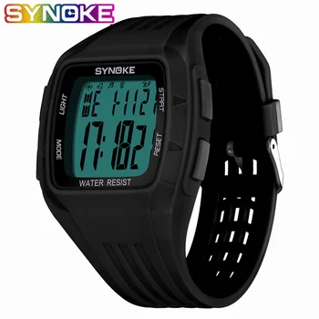 

SYNOKE Fashion Sport Men's Electronic Watch Running Women LED Display Water Resistant Women Digital Wristwatches Luminous Clock