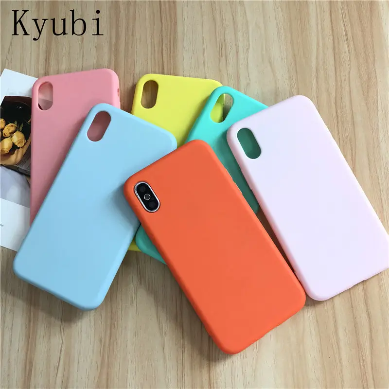 

Cute candy phone case for apple iphone 8 7 6 6s plus x 10 soft silicone full matte cover coque Macaroon rubber funda etui capa