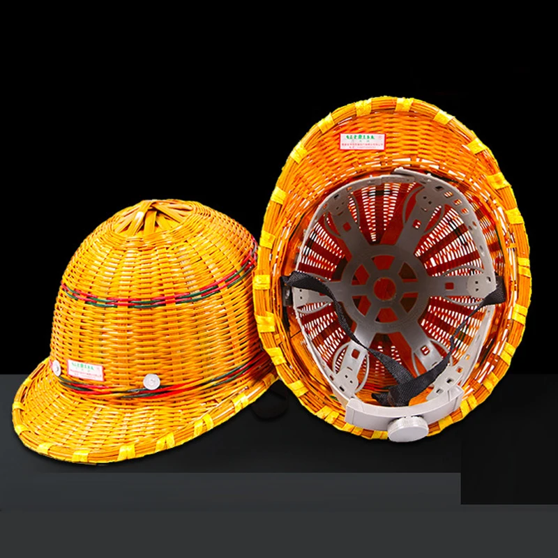 

Safety Cap Outdoor Working Safety Bamboo Hard Hat Summer Breathable Safety Helmets With Steel Plate Inner Shell Work Hard Cap