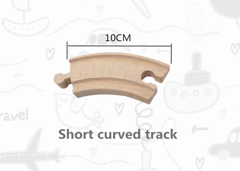 Деревянные железнодорожные дорожки, аксессуары для железной дороги, совместимые со всеми брендами, железнодорожные дорожки, деревянные железнодорожные дорожки, Viaduct/изогнутые дорожки, игрушки - Цвет: Short curved track