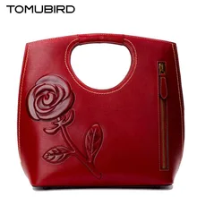TOMUBIRD 2017 new Superior cowhide leather rose embossed famous brand women bag fashion genuine leather handbags