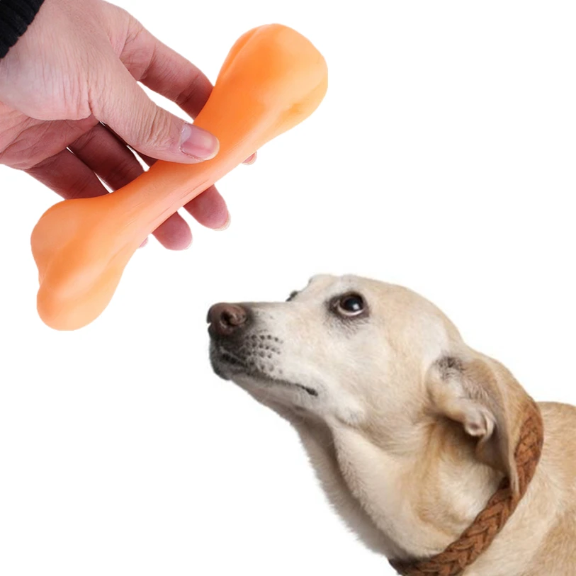 Rubber Bone Pet Squeaky Dog Toys Interactive For Puppy Interactive