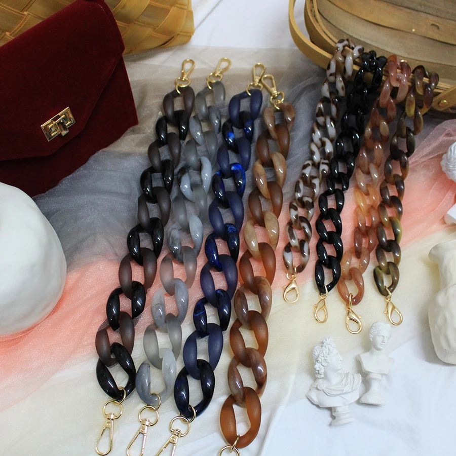 36cm Detachable Acrylic Resin Chain Bag Strap Handbag Retro Colorful Short Replacement Shoulder Strap Bag Belt Bag Accessories