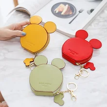 Arsmundi Women Coin Purse Cartoon Cute Mickey Mini Key Holder Change Purse for Girls Leather Zipper Small Coin Storage Bag Pouch etya women coin purse cartoon cute headset bag small change purse wallet pouch bag for kids gift mini zipper coin storage bag