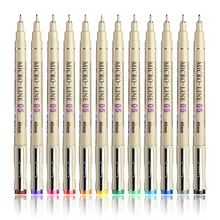 Волоконные иглы для рисования, тонкая ручка-вкладыш, эскизная ручка, 12 цветов, 0,5 мм, для дизайнерских дизайнеров, художников