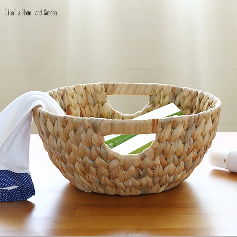 nature straw hand woven bowl,round straw storage tray