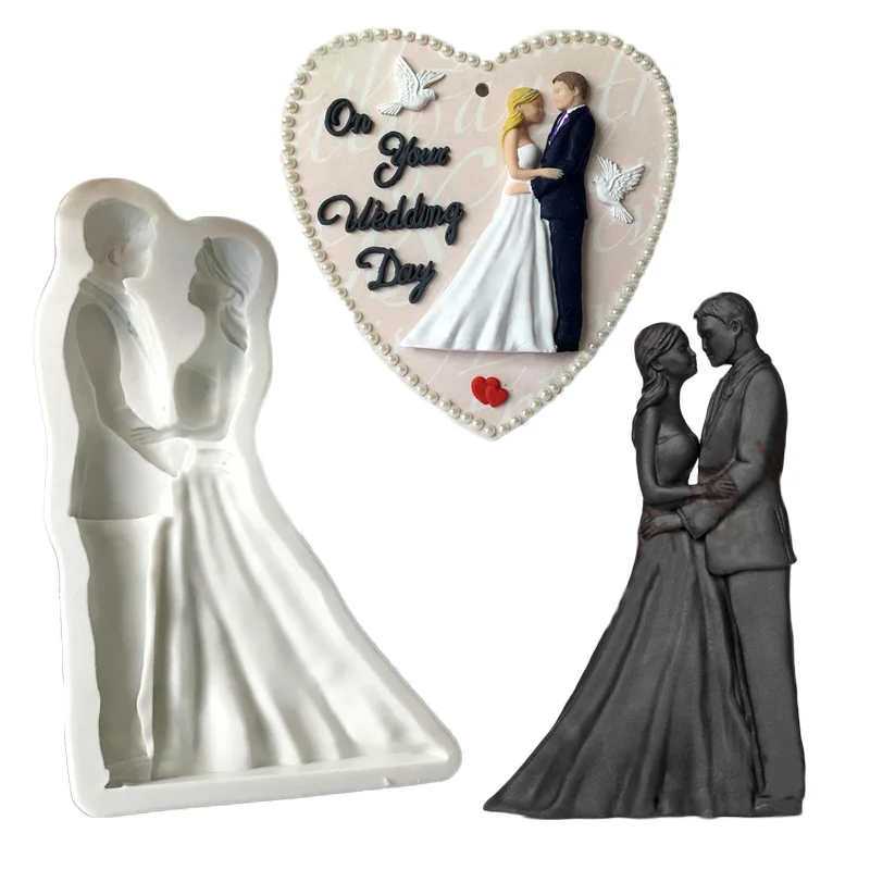 Bride Groom Silicone Soap Mold DIY Wedding Fondant Cake Decor Biscuit Molds For Chocolate Cookie