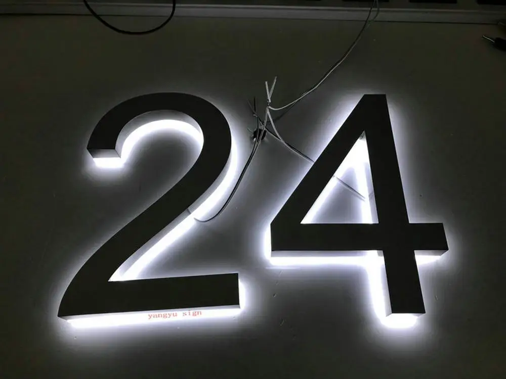 Пользовательские Наружные 3d для вывесок с подсветкой из нержавеющей стали освещенные номера дома с подсветкой