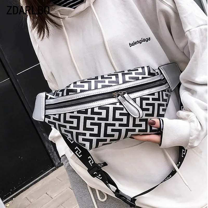 

ZDARLBO Large Capacity Waist Bags Women Anti-theft Chest Pack Waist Pack PU Letter Fanny Pack Dinner Bag Banbanka