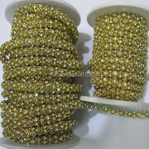 

newly stylish of metal gold crystal chain rolls 10 yards each roll ;free shipping used for necklace decoration