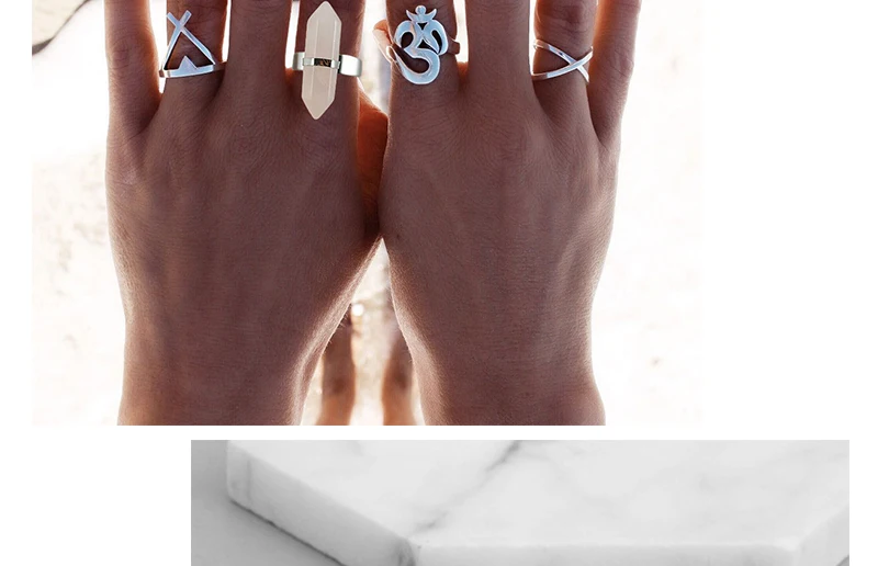AYAYOO Vintage Wedding Ring Set Hollow Antique Silver Lucky Midi Rings Women Boho Jewelry Gypsy Adjustable Knuckle Ring 6pcs (4)
