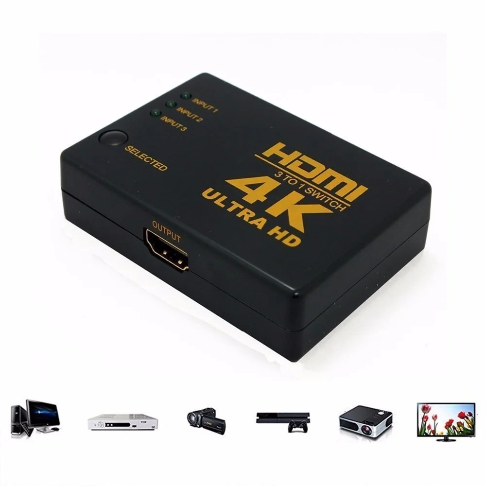 BESIUNI HDMI коммутатор 3 порта 4 к* 2 к коммутатор сплиттер коробка Ultra HD для DVD HDTV Xbox PS3 PS4