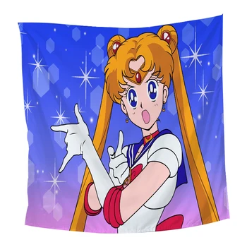 

Japanese Anime Character Sailor Moon Tapestry Fabric Wall Hanging Living Room Kids Girls Bedroom Home Decor Travel Sheets