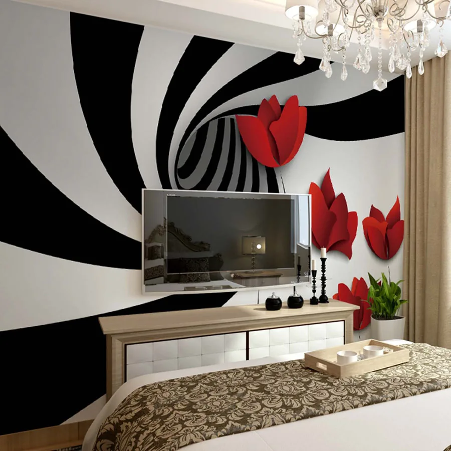 ShineHome 3D абстрактная красная роза на зебровом узоре комната фон обои 3d для гостиной обои 3 d потолок Фреска рулоны