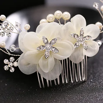 

Women Flower Rhinestone Beauty Hair Comb Bridal Wedding Delicate Dress Hair Accessories Ladies Simulation Pearl Headpieces